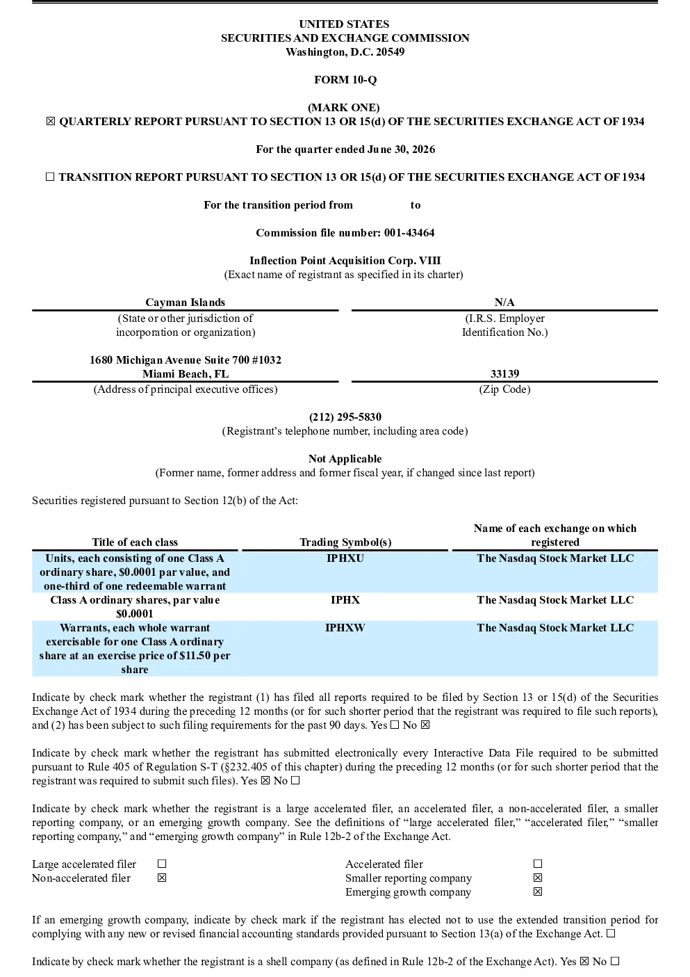 拐点获取公司VIII-A 2026年季度报告