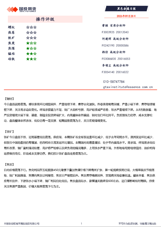 黑色金属日报