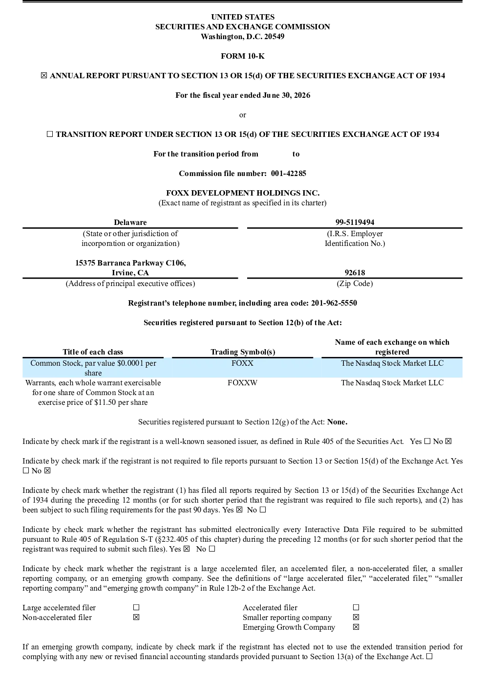 Foxx Development Holdings Inc 2025年度报告