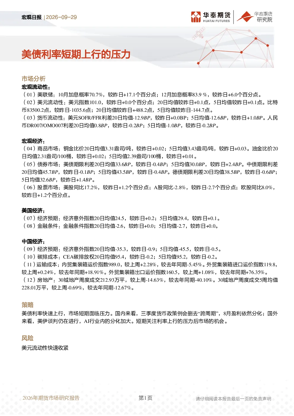 宏观日报：美债利率短期上行的压力