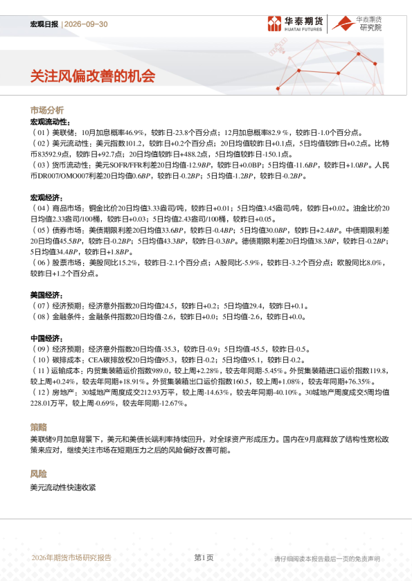宏观日报：关注风偏改善的机会