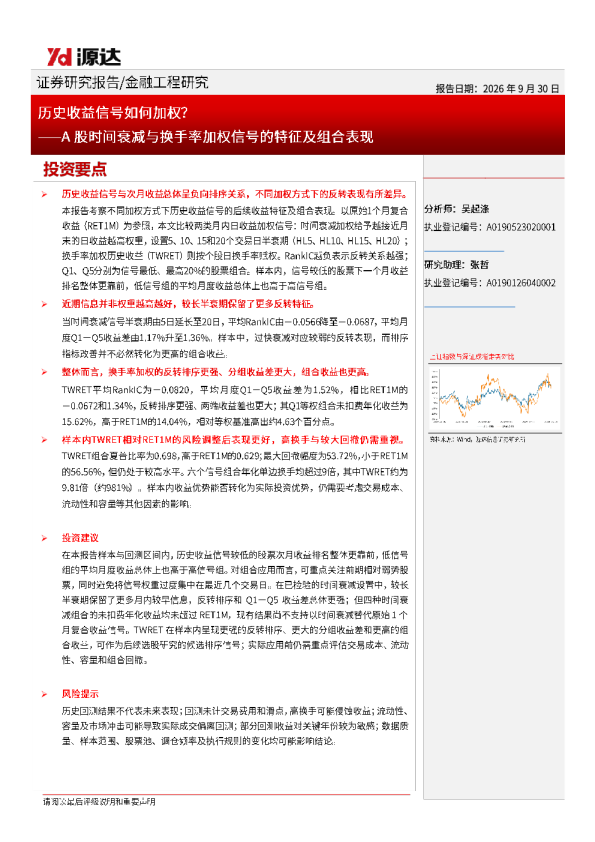 历史收益信号如何加权？——A股时间衰减与换手率加权信号的特征及组合表现