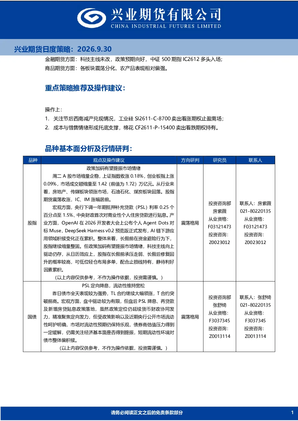 日度策略