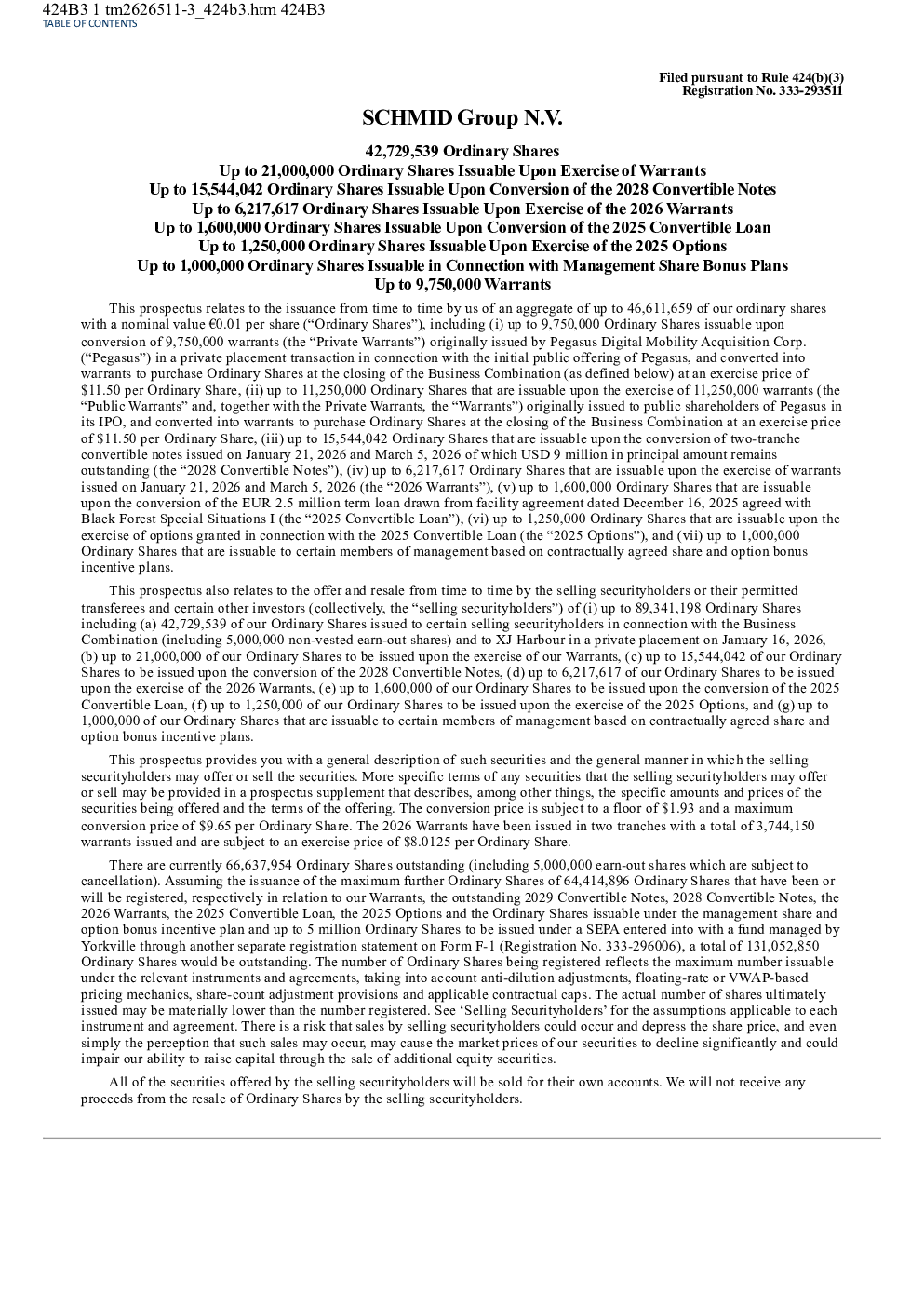 SCHMID Group NV-A美股招股说明书(2026-10-01版)