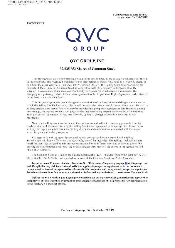 QVC Group Inc美股招股说明书(2026-10-01版)