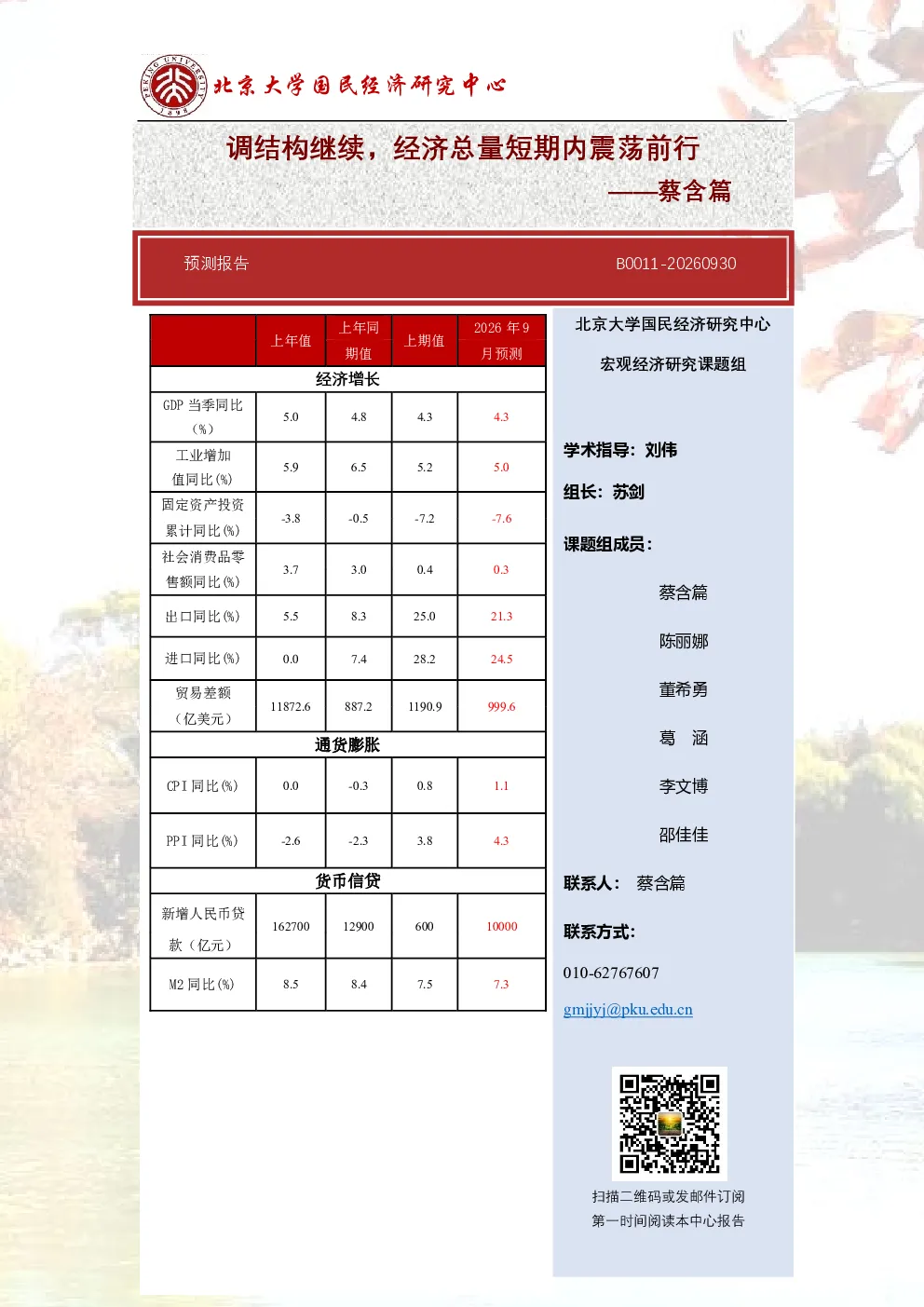 预测报告：调结构继续，经济总量短期内震荡前行