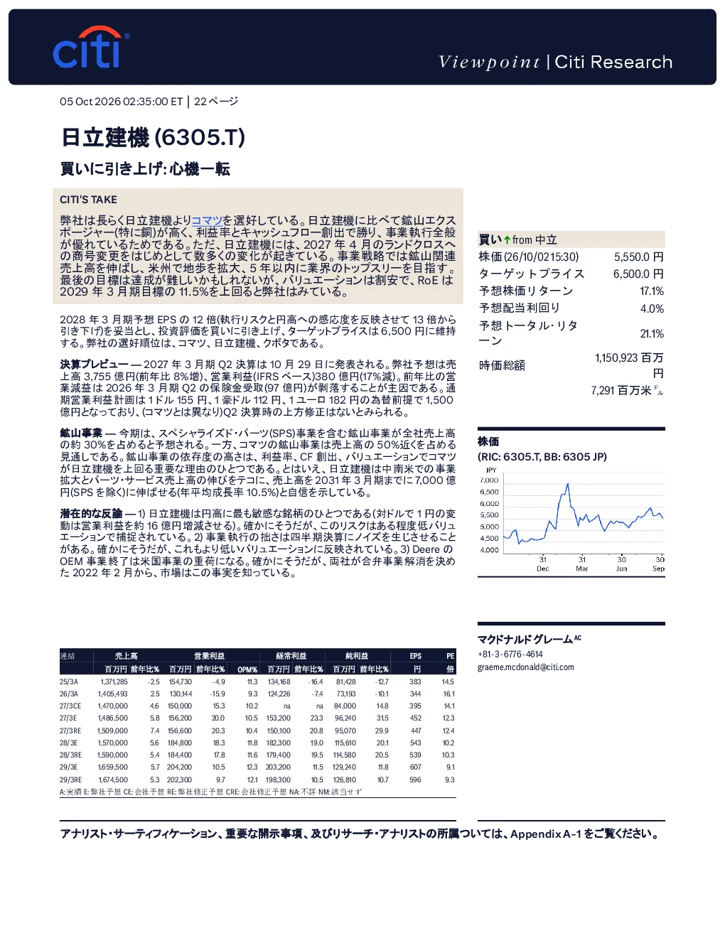 花旗：日立建机上调至买入，开启新篇章