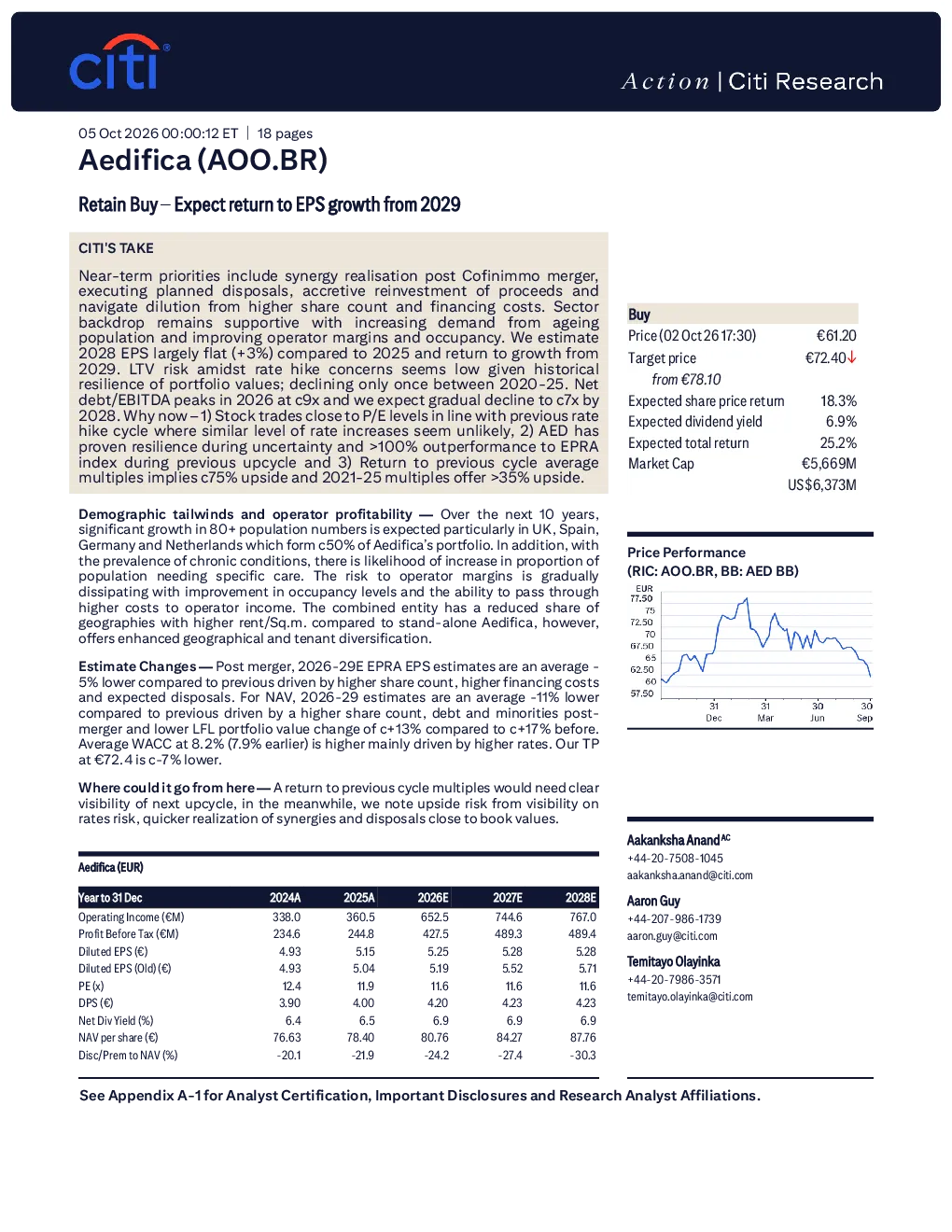 Aedifica (AOO.BR) 研究：保留买入 – 期望从2029年起恢复EPS增长