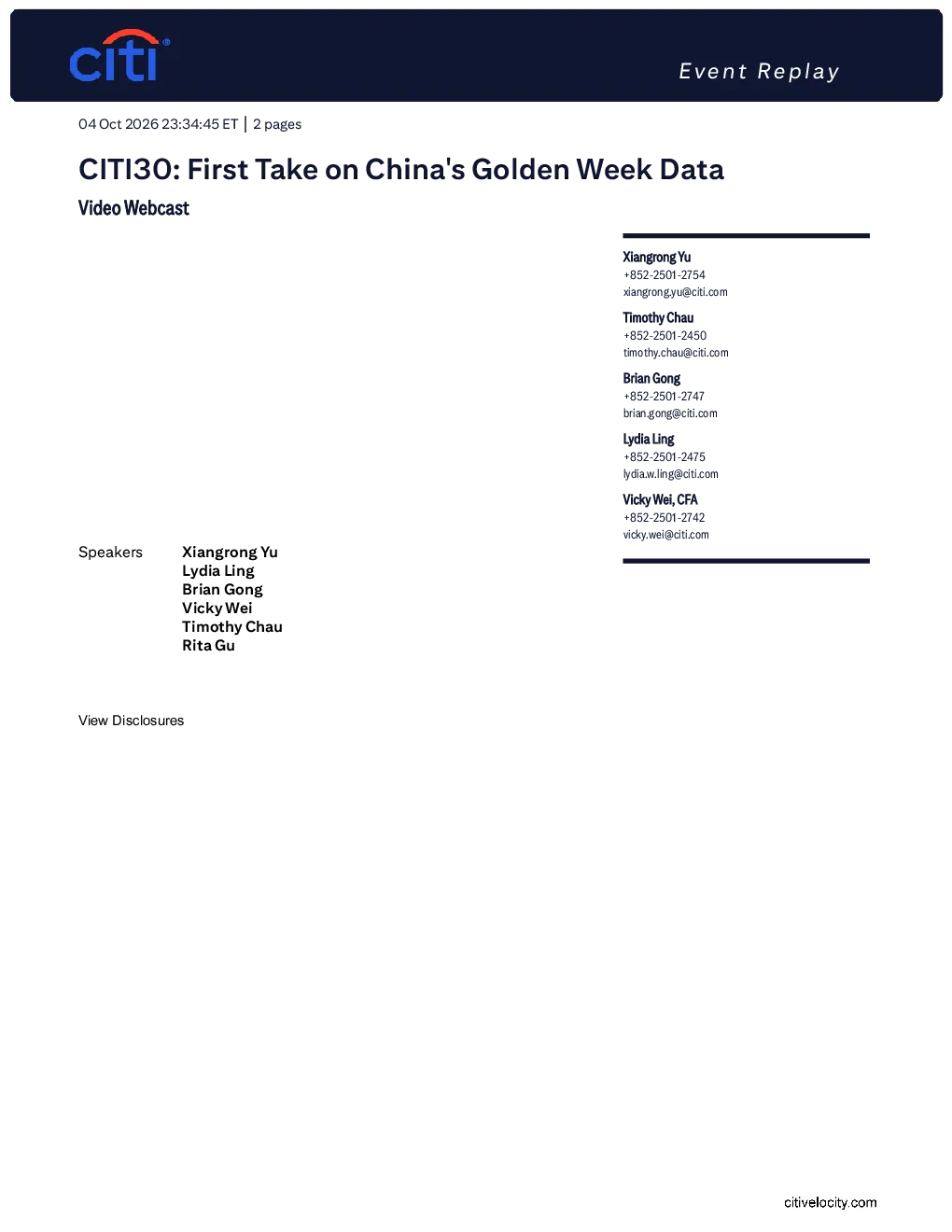 CITI30:初评：中国黄金周数据