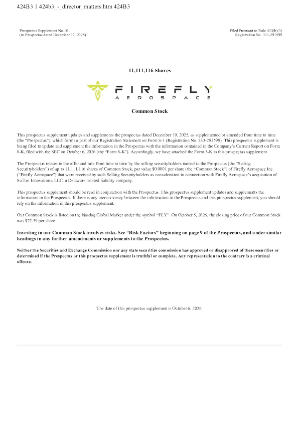 Firefly Aerospace美股招股说明书(2026-10-06版)
