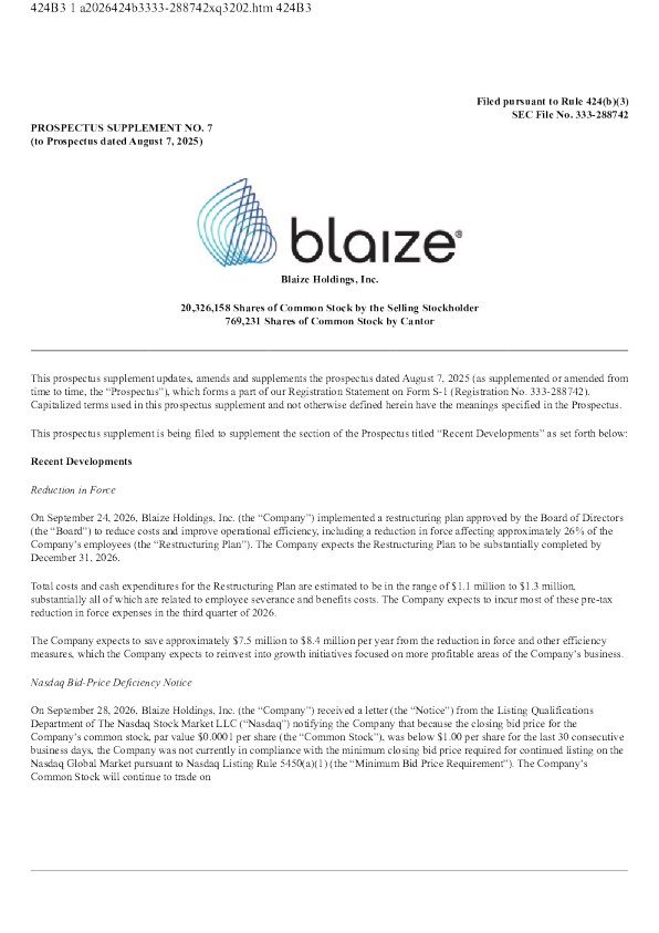Blaize Holdings Inc美股招股说明书(2026-10-06版)