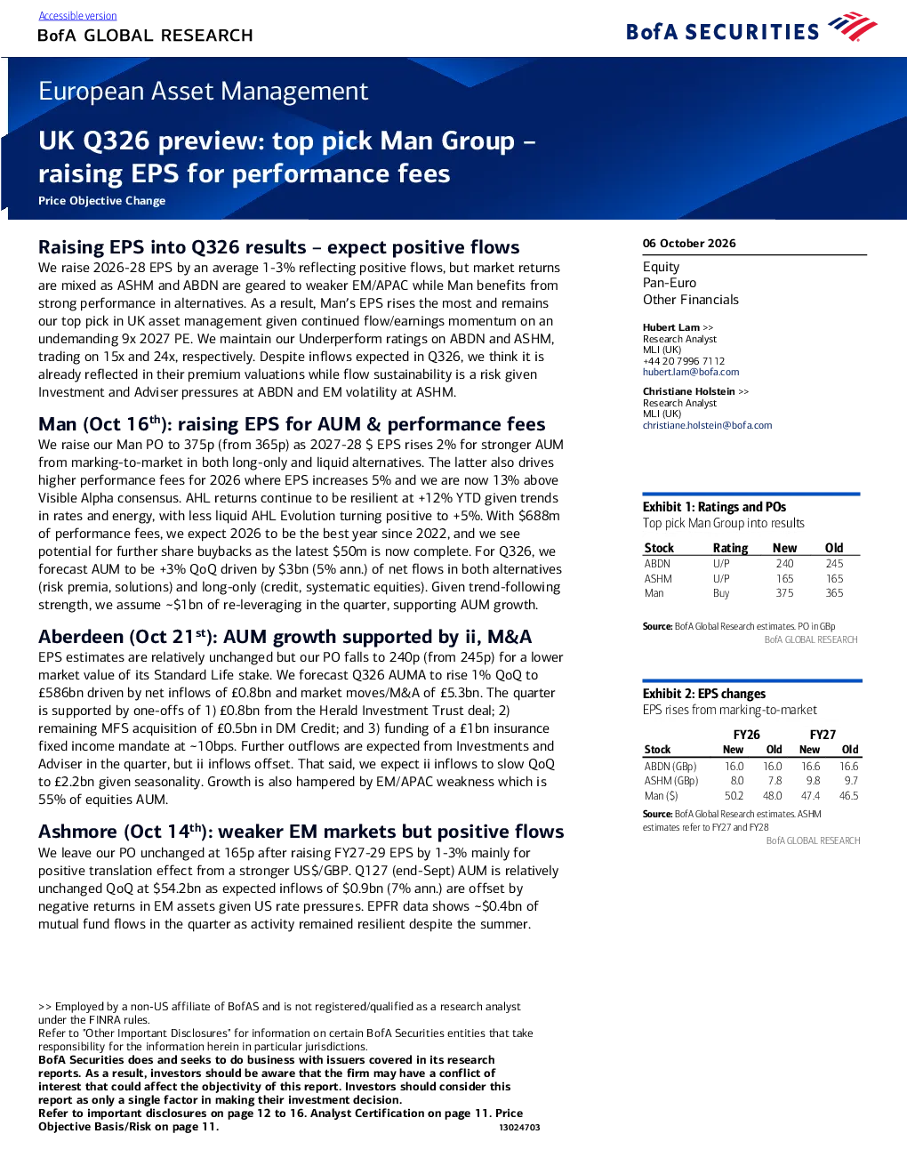 英国Q326预览：顶级标的Man Group（提升EPS以获取业绩费）