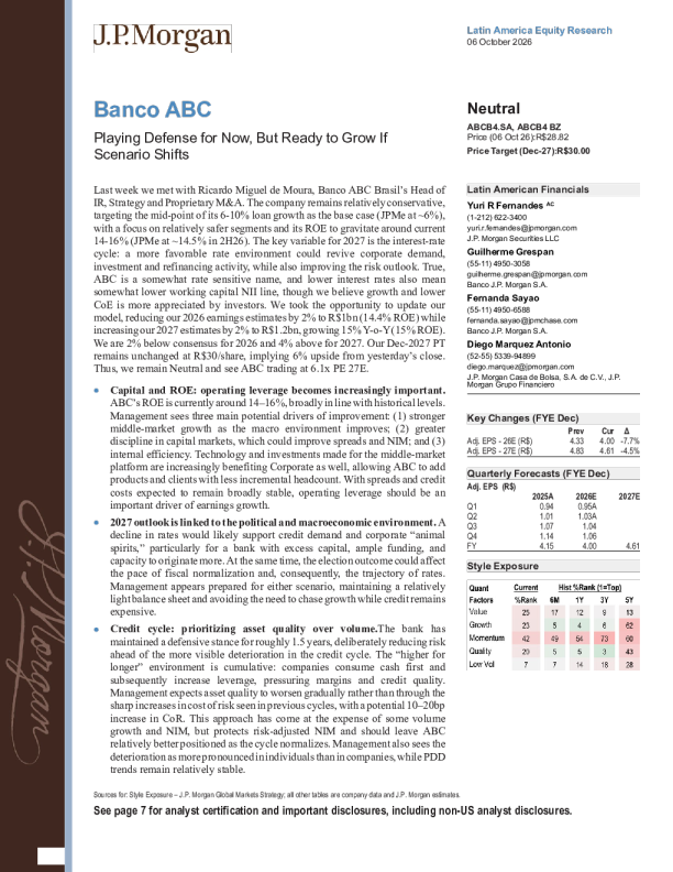 摩根大通_Banco ABC：现在玩防守，但如果情景变化准备成长