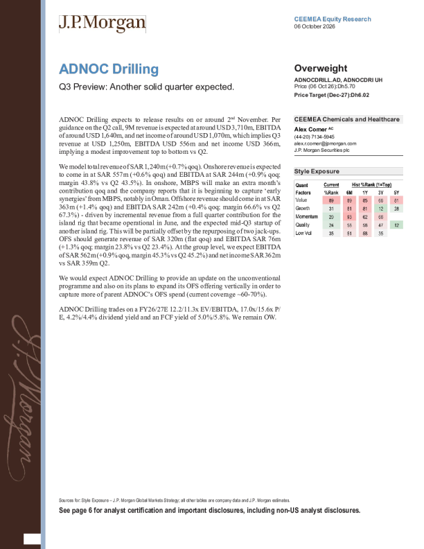 ADNOC钻探Q3预览：预计将再创稳健季度