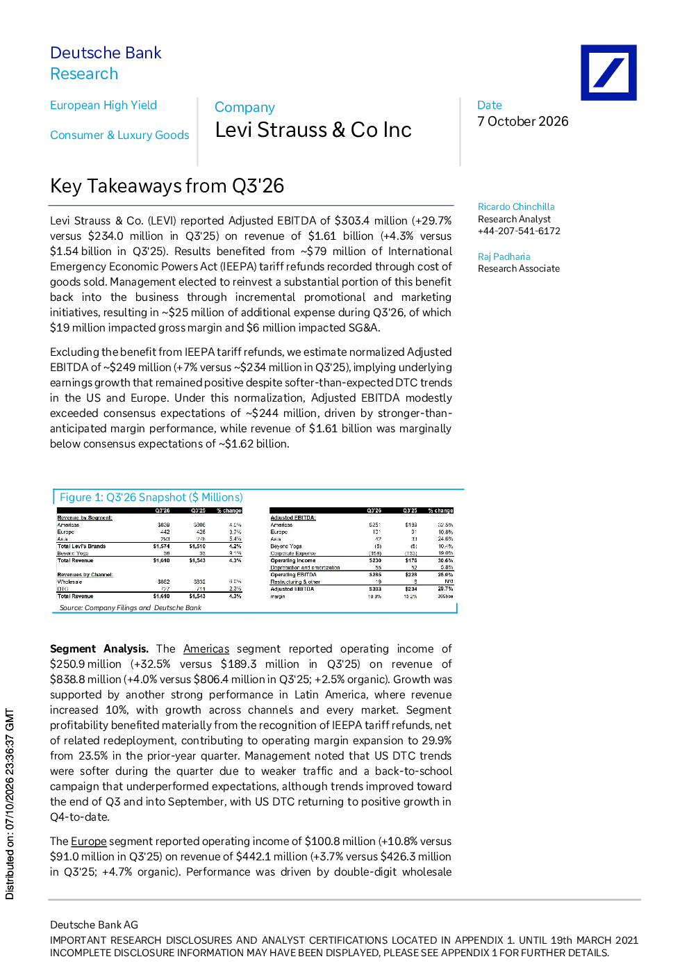 Levi Strauss & Co Inc 2026年第三季度关键要点