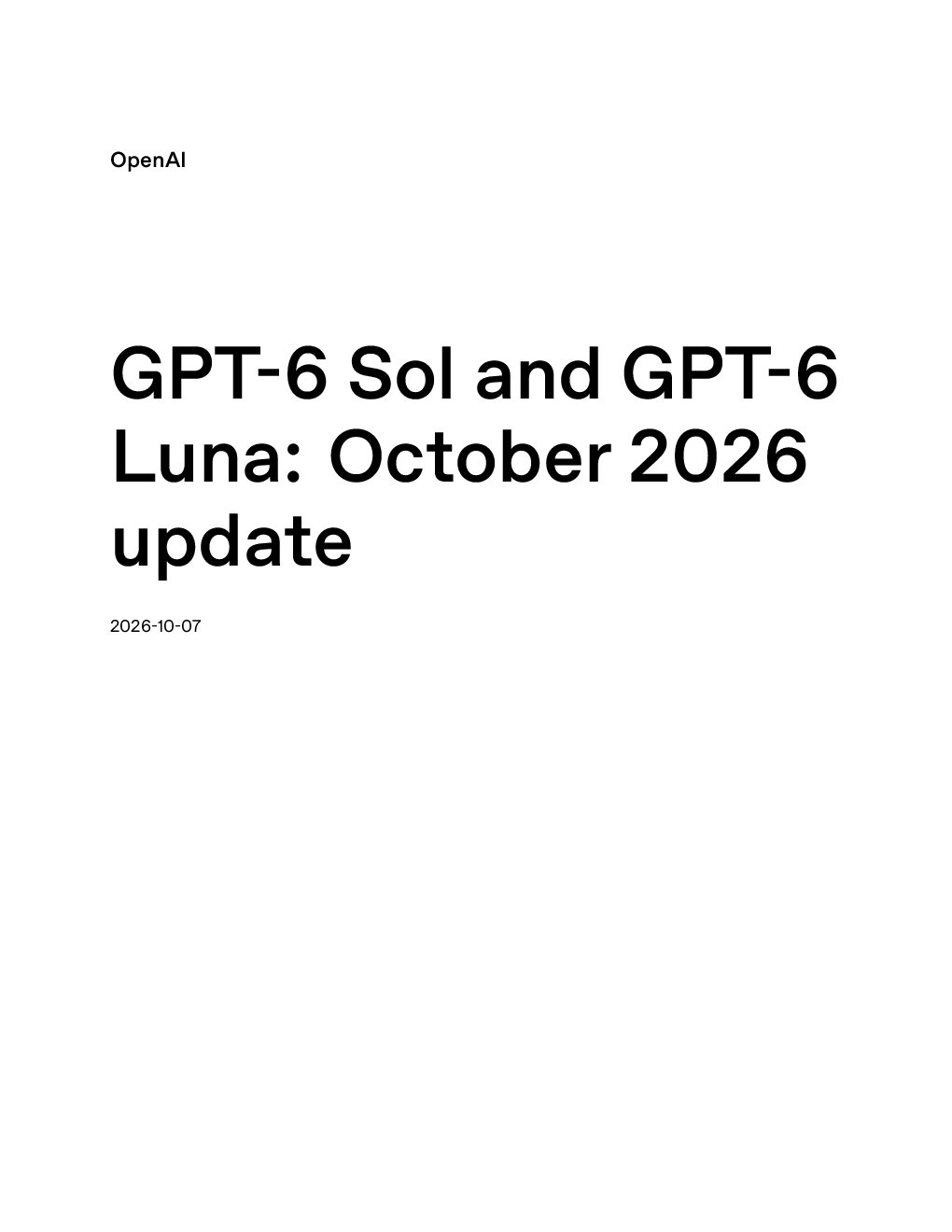
GPT-6 Sol与GPT-6 Luna发布更新报告