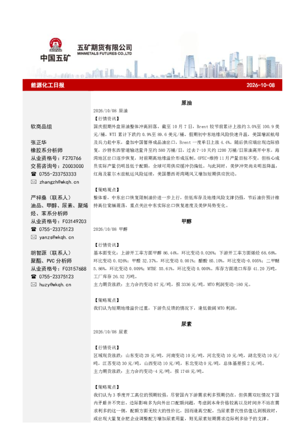 能源化工日报