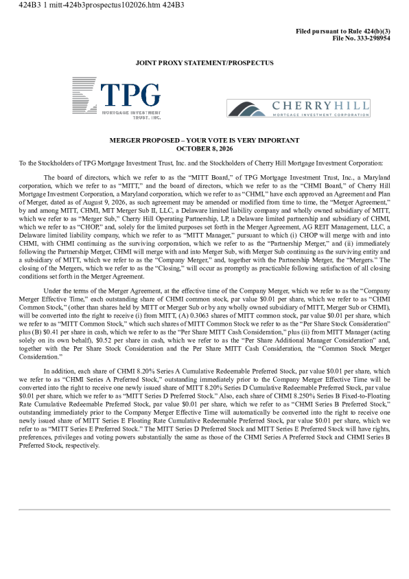 TPG Mortgage Investment Trust Inc美股招股说明书(2026-10-08版)