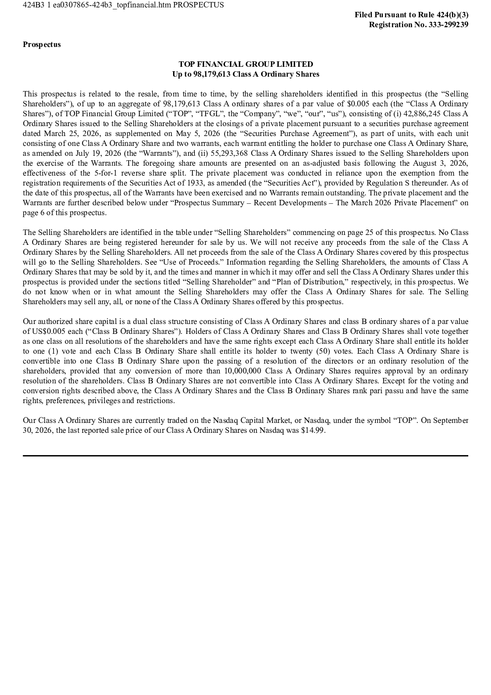 中阳金融集团美股招股说明书(2026-10-08版)