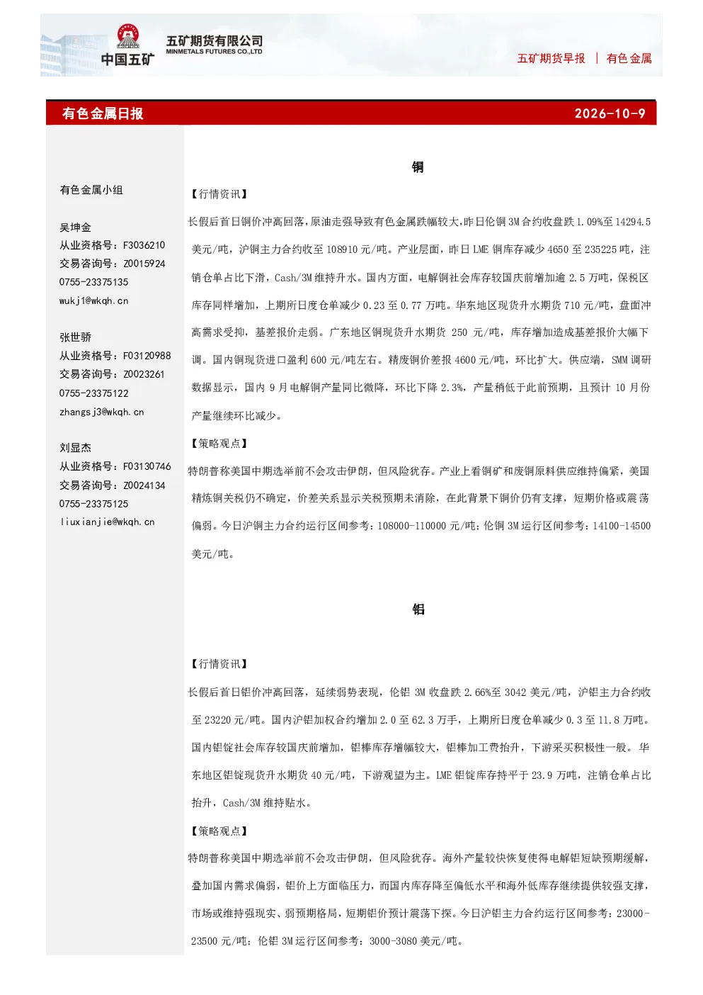 有色金属日报