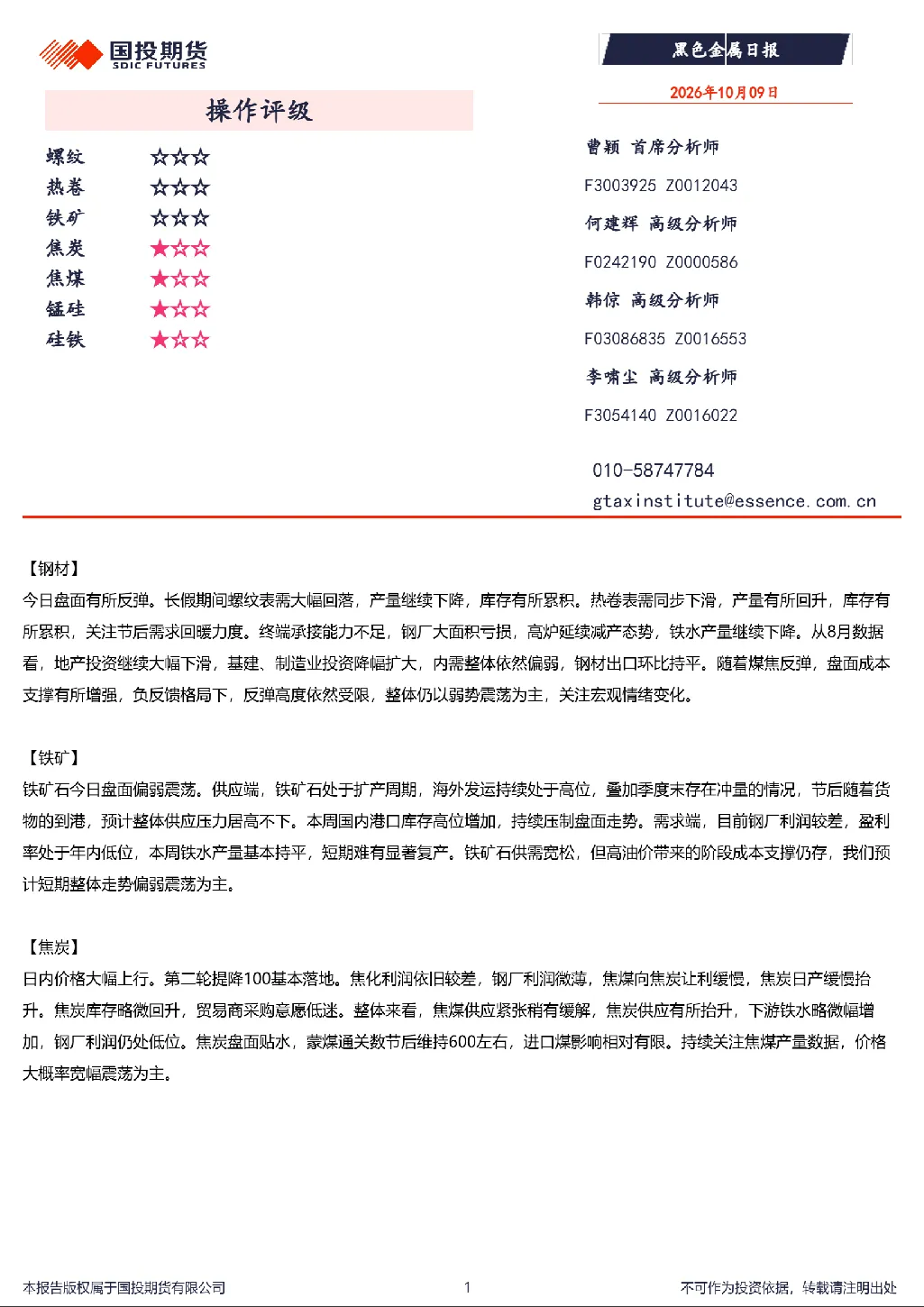 黑色金属日报