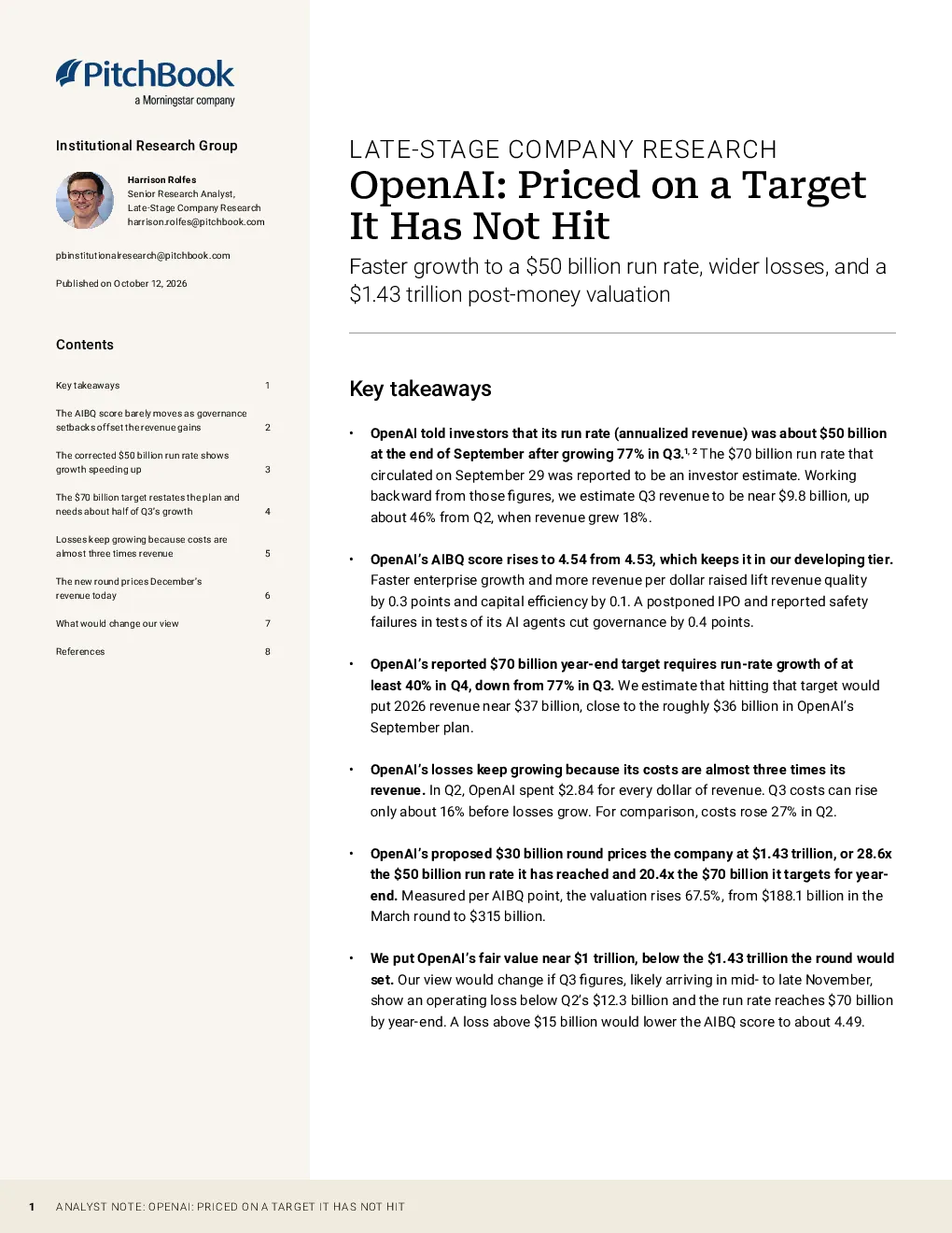 OpenAI：定价目标尚未达成