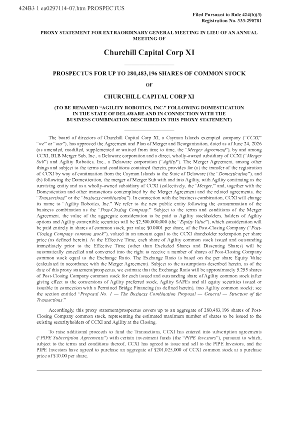 Churchill Capital Corp XI-A美股招股说明书(2026-10-13版)