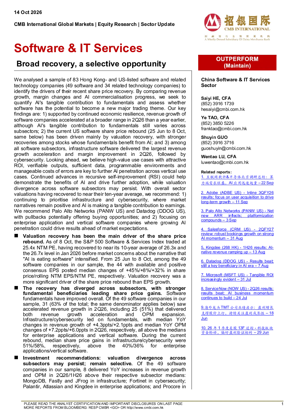 Broad recovery, a selective opportunity
