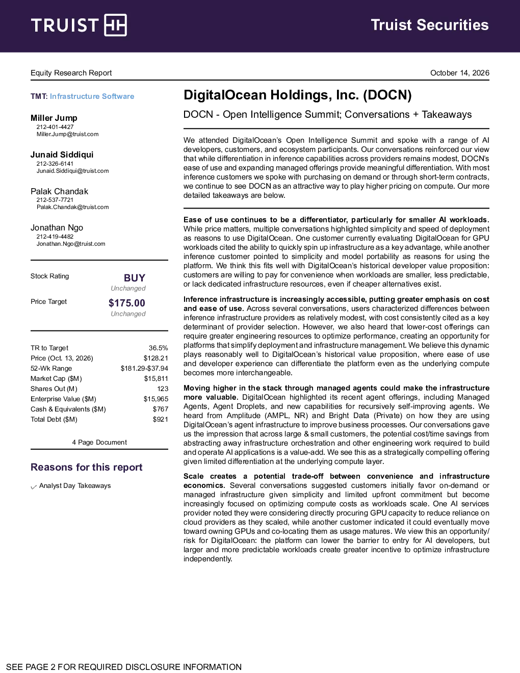 DigitalOcean Holdings, Inc.(DOCN)：公开情报峰会与对话要点