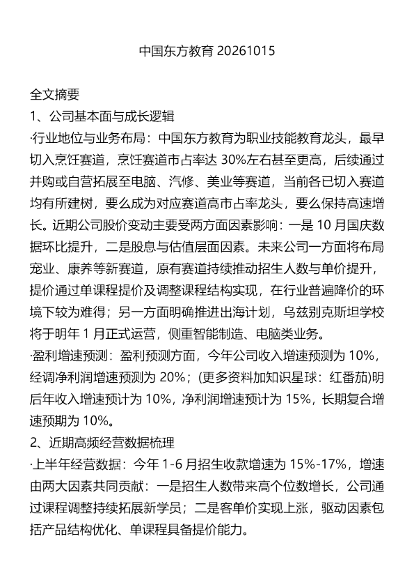 中国东方教育20261015