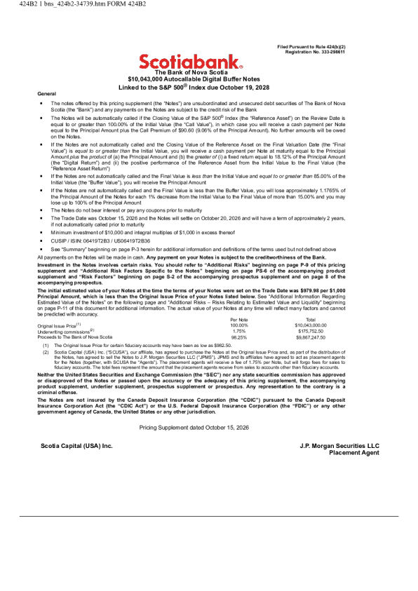 丰业银行美股招股说明书(2026-10-16版)
