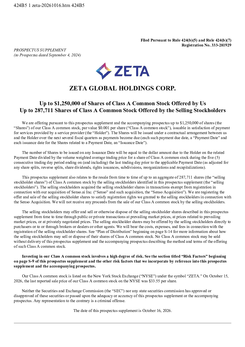 Zeta Global美股招股说明书(2026-10-16版)