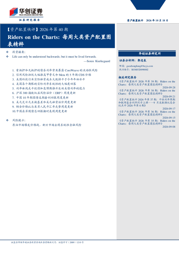 资产配置快评2026年第40期：Riders on the Charts每周大类资产配置图表精粹