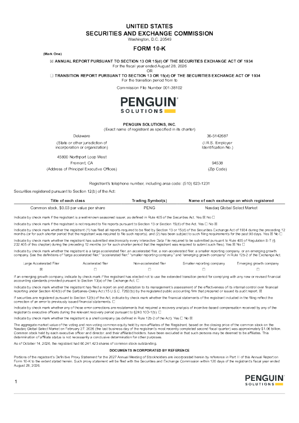 Penguin Solutions Inc 2025年度报告