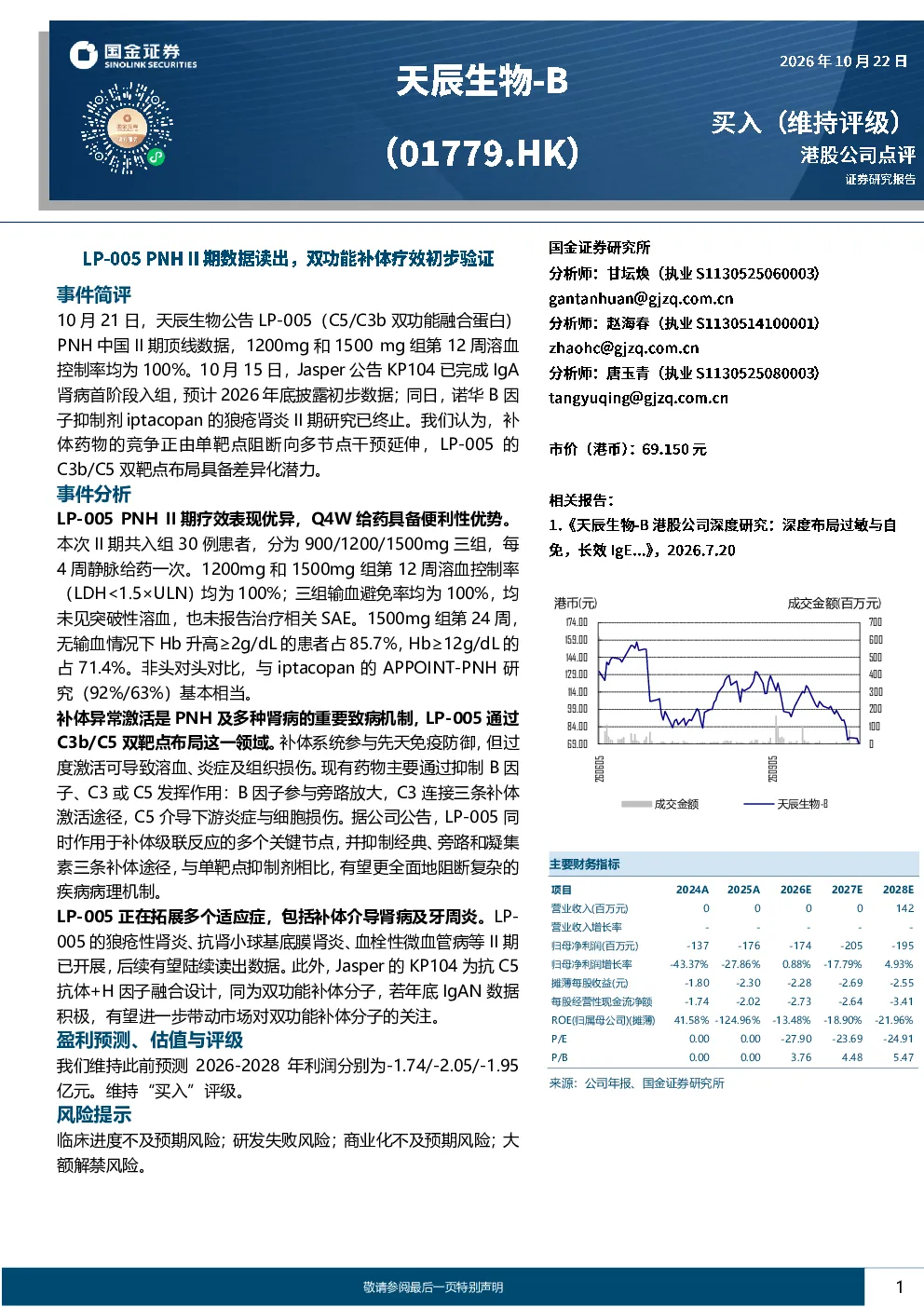 LP-005 PNH II期数据读出，双功能补体疗效初步验证