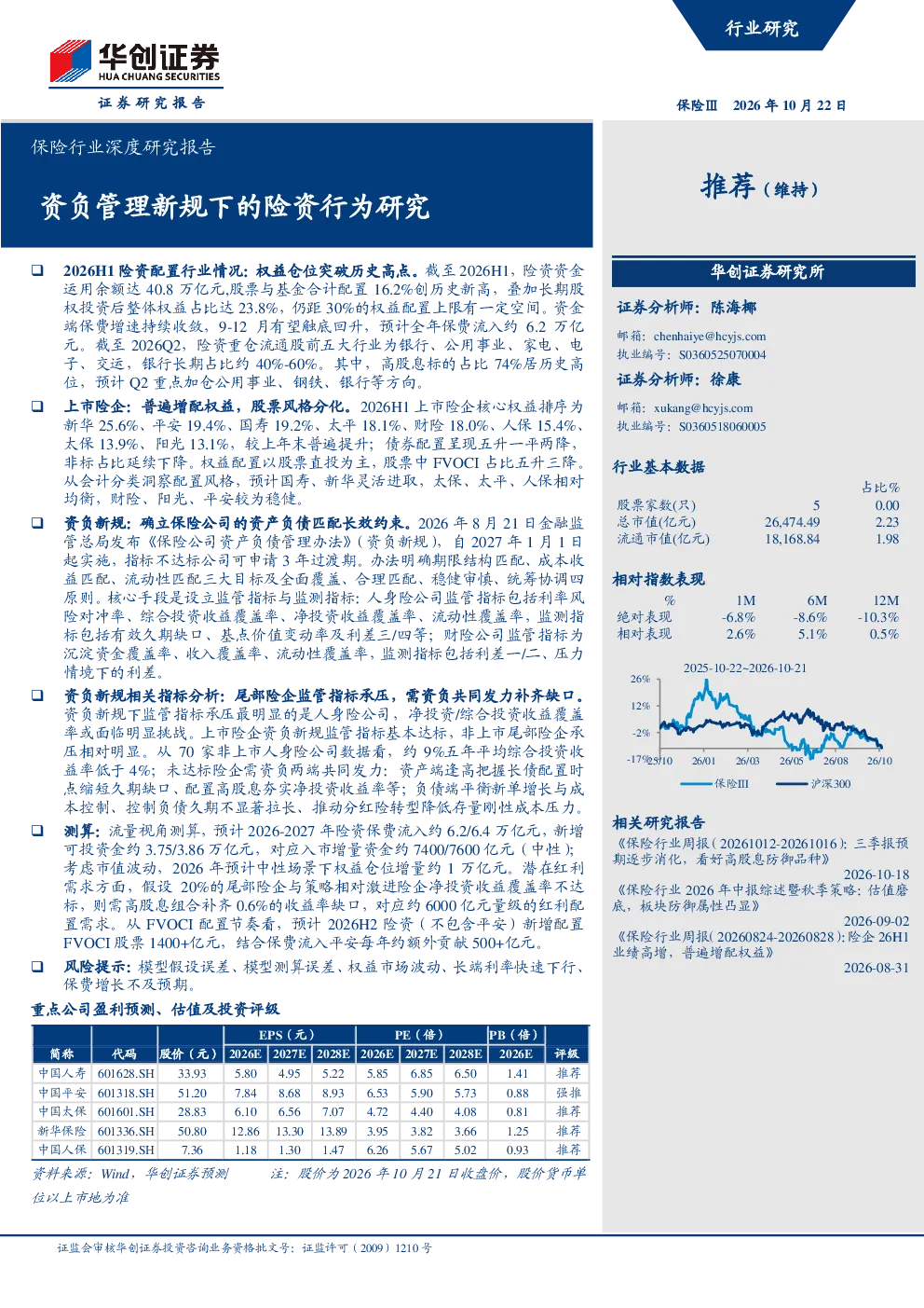 保险行业深度研究报告：资负管理新规下的险资行为研究