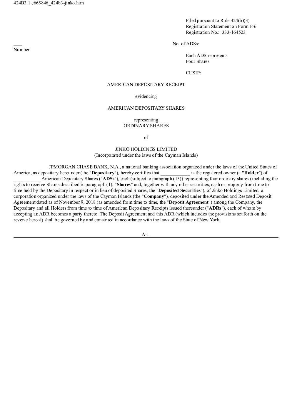 晶科能源美股招股说明书(2026-10-23版)