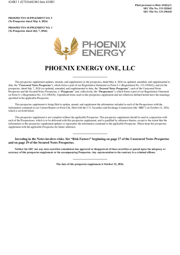 Phoenix Energy One LLC Series A Pfd美股招股说明书(2026-10-23版)