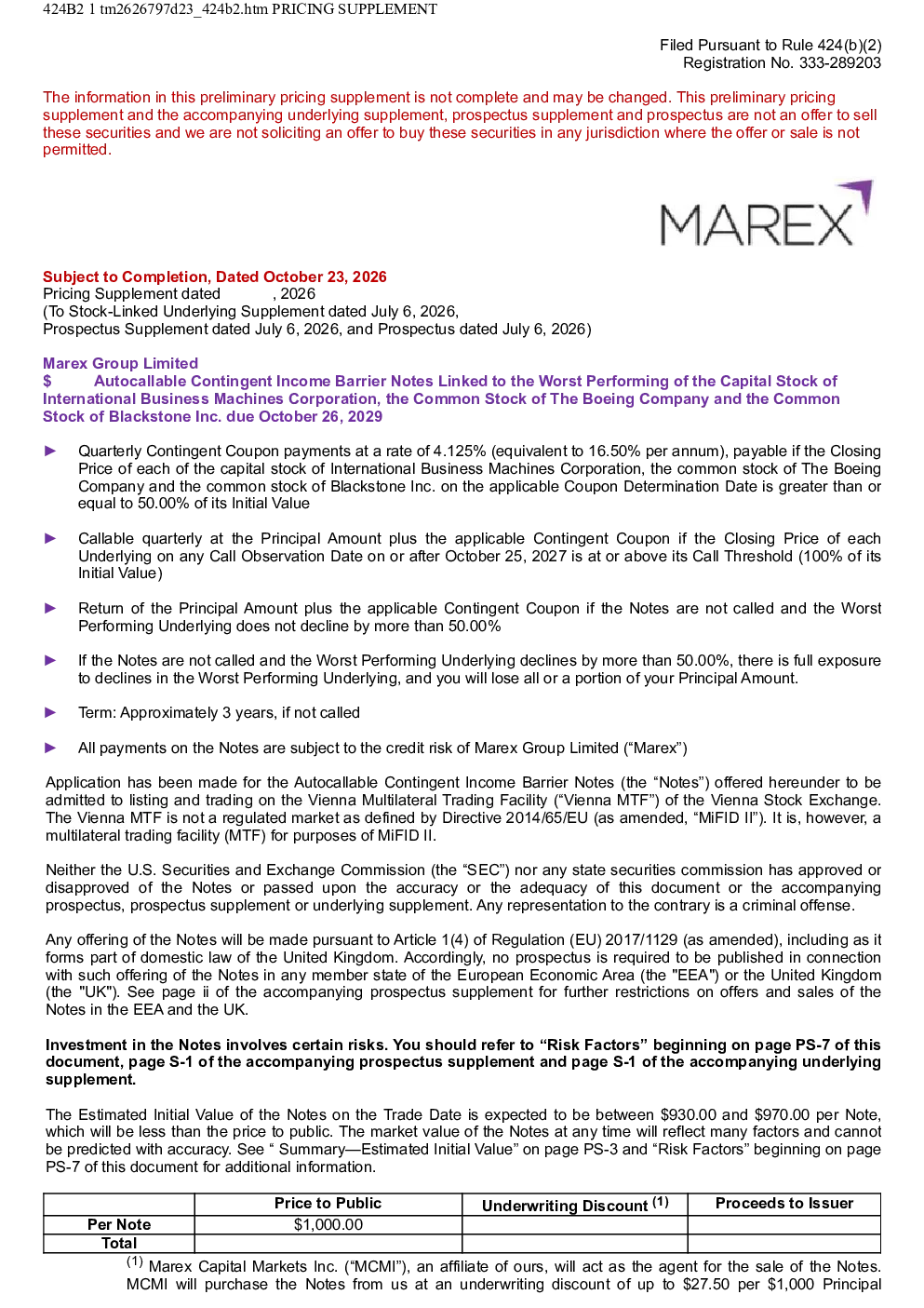 Marex Group Ltd美股招股说明书(2026-10-23版)