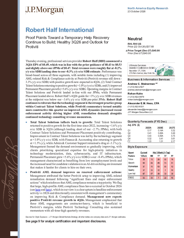 Robert Half International 临时用工恢复的佐证：2026年第三季度表现稳健及 Protiviti 展望