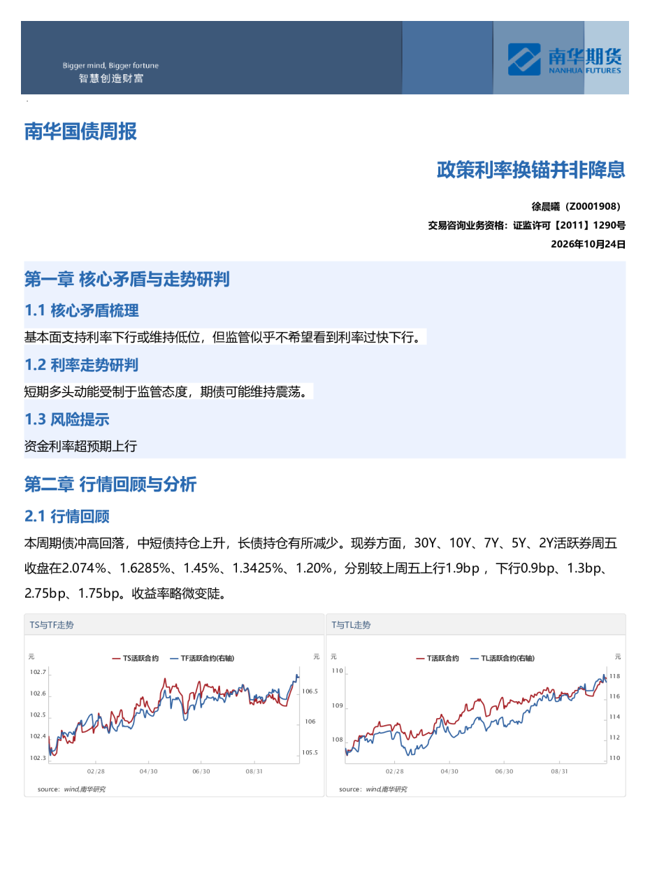 南华国债周报：政策利率换锚并非降息