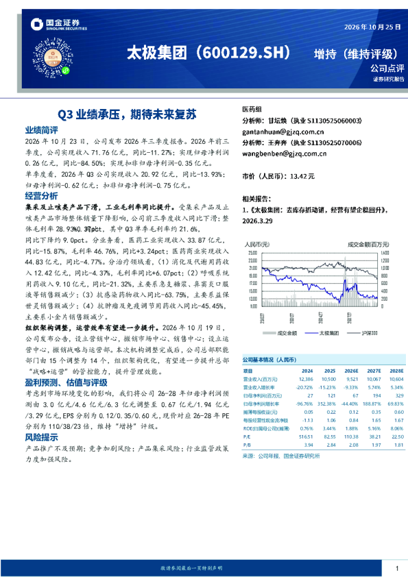Q3业绩承压，期待未来复苏
