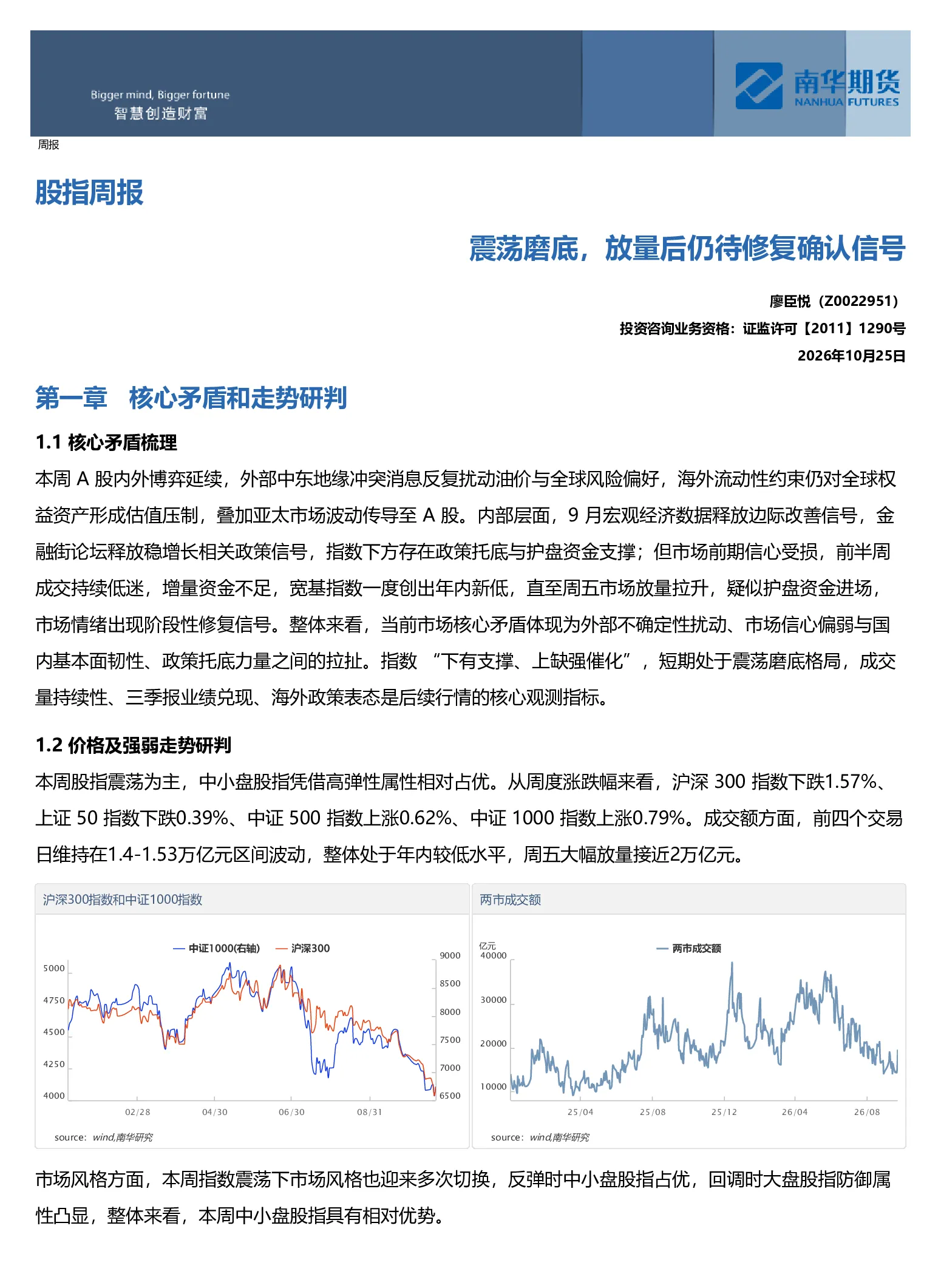 股指周报：震荡磨底，放量后仍待修复确认信号