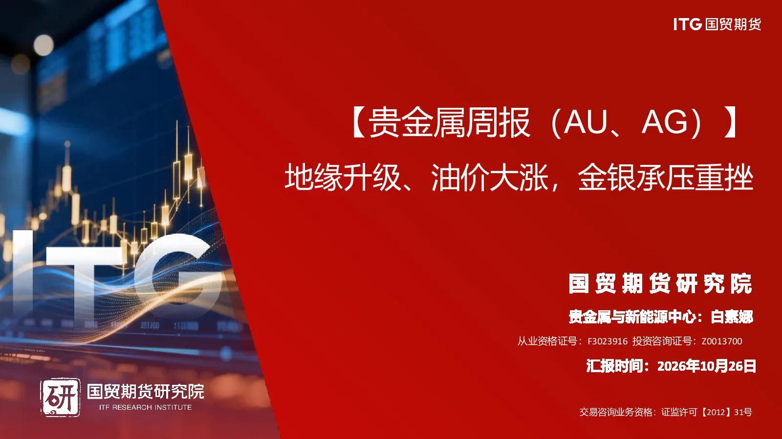 【贵金属周报（AU、AG）】地缘升级、油价大涨，金银承压重挫