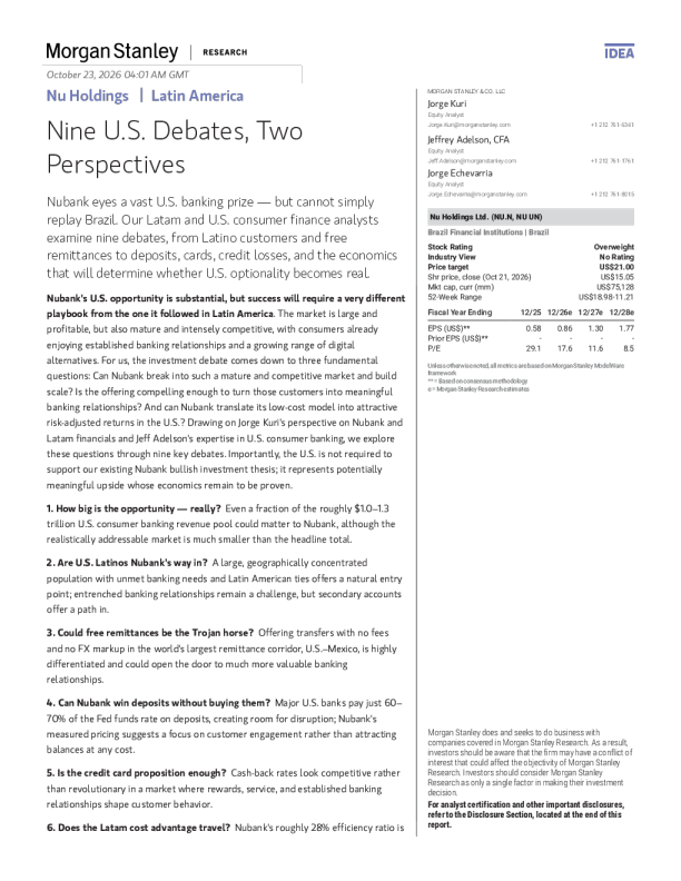 
Nu Holdings：九次美国辩论，双重视角