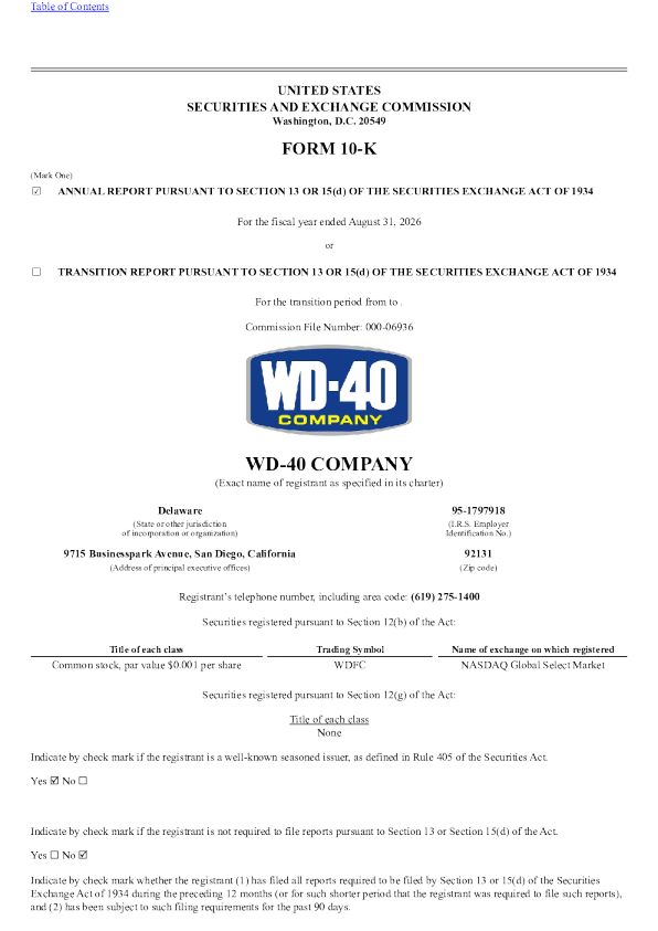 WD-40 Co 2025年度报告