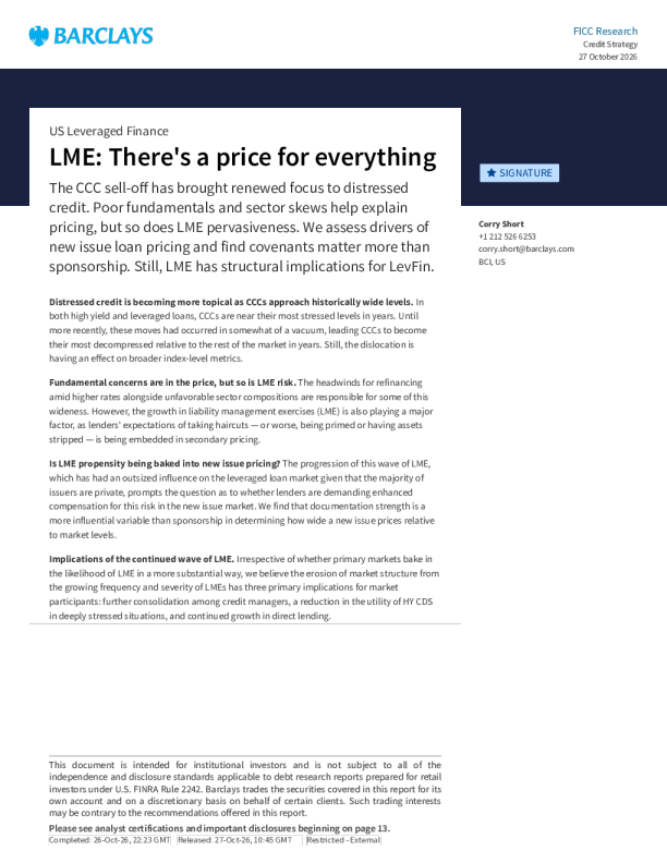
美国杠杆融资：一切皆有定价（LME：万物皆有价格）