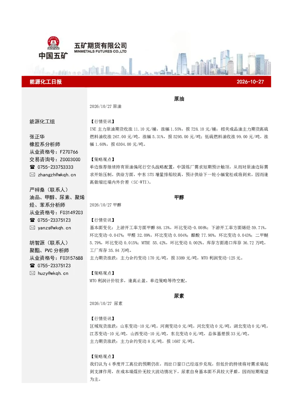 能源化工日报