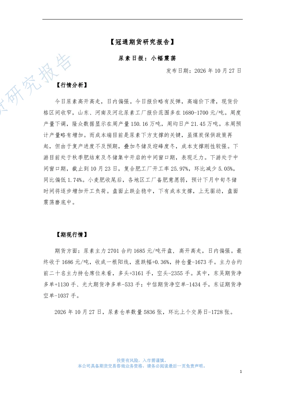 尿素日报：小幅震荡
