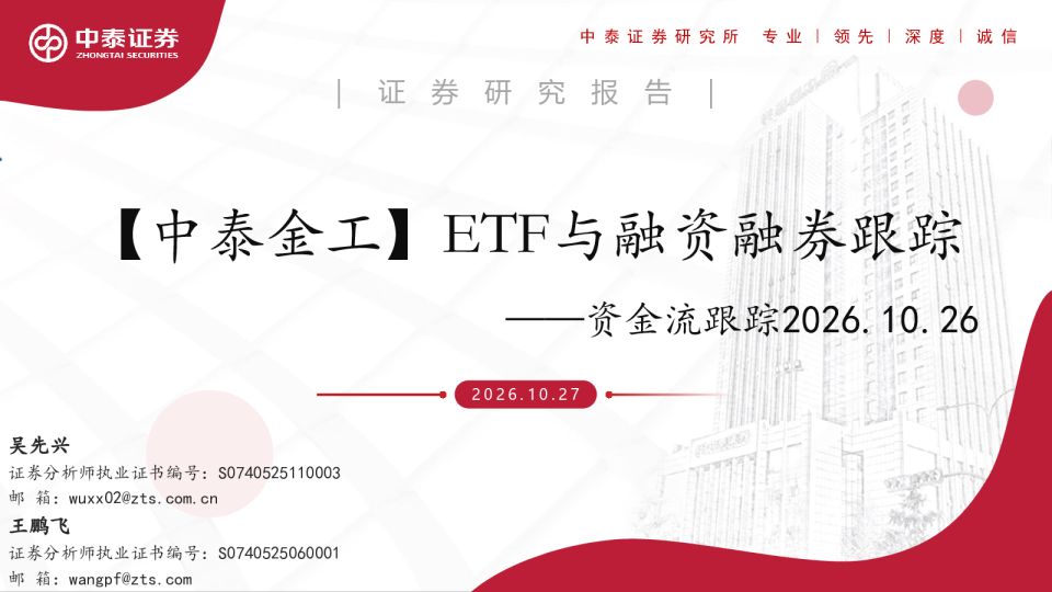 ETF与融资融券跟踪——资金流跟踪2026.10.26